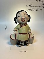 Антикварная статуэтка "Девочка с ведрами", фарфор, Монголия,1950-60 гг