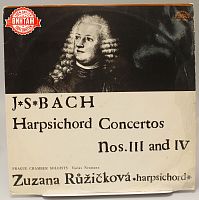 Винтажная виниловая пластинка J. S. Bach "Harpsichord Concertos Nos. III And IV"/ Иоганн Себастьян Бах