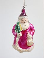 Антикварная стеклянная елочная игрушка "Дед Мороз", СССР, 1950-60 гг.