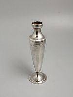 Антикварная декоративная вазочка, латунь, серебрение, Франция, 1920 г. Высота 14,3 см