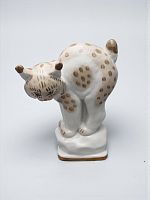 Антикварная статуэтка "Молодая рысь", фарфор, Вербилки, 1950-60 гг.