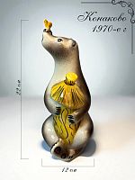 Антикварная статуэтка "Медведь на пасеке", фаянс, Конаково, 1970-е г.