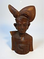 Антикварный бюст мужчины, дерево, Тайланд 1960-е г.