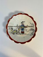 Антикварное блюдце с китайским сюжетом, (D 10,5 см), фарфор, Волхов, 1930-е г.