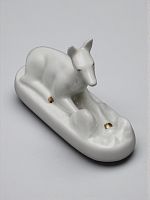 Антикварная статуэтка "Оленёнок", фарфор, Вербилки, 1950-60 гг.
