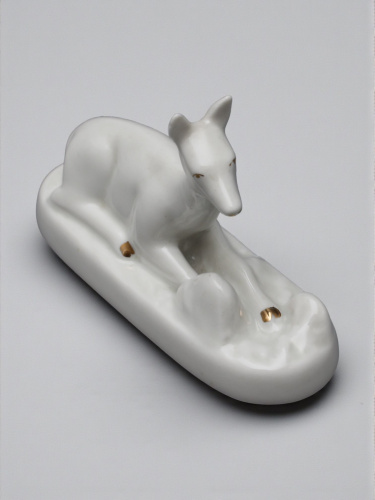 Антикварная статуэтка "Оленёнок", фарфор, Вербилки, 1950-60 гг.