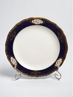 Антикварная тарелка Мейсен (Meissen) D 21,5 см, фарфор, живопись, кобальт, Германия, 1950-е г.