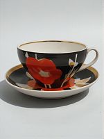 Антикварная чайная пара, фарфор, живопись, Дулево, 1970-е г.