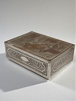 Антикварная шкатулка, металл, серебрение, Франция, XIX век