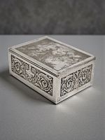 Антикварная шкатулка, металл, серебрение, Франция, XIX век