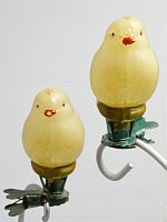 Антикварные стеклянные елочные игрушки "Цыплята", прищепка, СССР, 1950-60 гг.